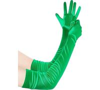 BABEYOND Women's Long Satin Gloves Elbow Length 1920s Flapper Gloves for Great Gatsby Party Prom Opera Vintage Themed Events Green