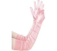 BABEYOND Women's Long Satin Gloves Elbow Length 1920s Flapper Gloves for Great Gatsby Party Prom Opera Vintage Themed Events Pink