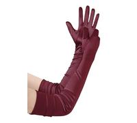 BABEYOND Women's Long Satin Gloves Elbow Length 1920s Flapper Gloves for Great Gatsby Party Prom Opera Vintage Themed Events Darkred