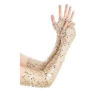 BABEYOND Women's Long Sequin Gloves - Sparkling Fingerless Stretchy Elbow Length Opera Gloves for Christmas Party Wedding Carnival Evening Dress Gold