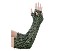 BABEYOND Women's Long Sequin Gloves - Sparkling Fingerless Stretchy Elbow Length Opera Gloves for Christmas Party Wedding Carnival Evening Dress Green