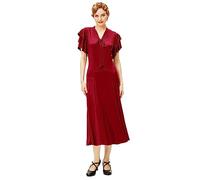 BABEYOND Womens Vintage Flapper Dress 1920s Ruffle Cocktail Party Dresses Tie Neck, Wine Red, X-Large