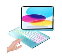 BABG for iPad 10th 11th (A16) Case with Keyboard&iPad Air 11(M4,M3,M2),360°Swivel,7 Use Modes,Rainbow Backlight Keyboard for iPad Pro 11(1st/2nd/3rd/4th Gen)&iPad Air 5th/Air 4th- Sky Blue