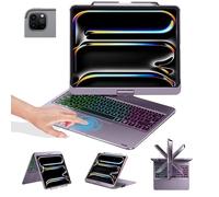BABG for iPad Air 13 inch(M4/M3/M2) case with Keyboard&iPad Pro 13(M5/M4),360°Swivel,7 Use Modes,Rainbow Backlight Keyboard for iPad Pro 12.9(6th/5th /4th/3rd Gen)-Midnight Purple
