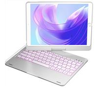 BABG Keyboard Case for iPad 6th/5th 9.7inch, iPad Pro 9.7, iPad Air 2, iPad Air 1,360°Swivel,7 Use Modes,Backlight- Metallic Silver