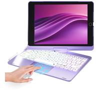 BABG Keyboard Case for iPad 9th Generation, 360° Rotatable Backlit Keyboard with Pencil Holder for 10.2 inch iPad 9th Gen 2021/ 8th Gen 2020/ 7th Gen 2019 and iPad Air 3 / Pro 10.5" - Light Purple