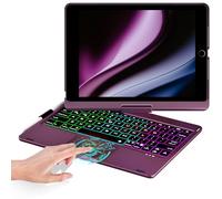 BABG Keyboard Case for iPad 9th Generation, 360° Rotatable Backlit Keyboard with Pencil Holder for 10.2 inch iPad 9th Gen 2021/ 8th Gen 2020/ 7th Gen 2019 and iPad Air 3 / Pro 10.5" - Raspberry