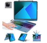 BABG Keyboard Case for iPad Air 13 inch(M3/M2)&iPad Pro 13, iPad Pro 12.9(6th/5th /4th/3rd Gen) Case with Keyboard,360° Rotatable,Toupad,Backlits,Pencil Charging-Lake Blue