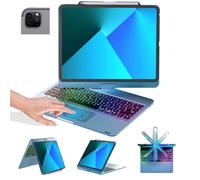 BABG Keyboard Case for iPad Air 13 inch(M3/M2)&iPad Pro 13(M5/M4),iPad Pro 12.9(6th/5th /4th/3rd Gen) Case with Keyboard,360° Rotatable,Toupad,Backlits,Pencil Charging-Lake Blue