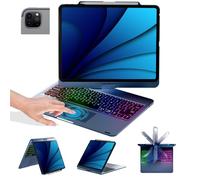 BABG Keyboard Case for iPad Air 13 inch(M3/M2)&iPad Pro 13(M5/M4),iPad Pro 12.9(6th/5th /4th/3rd Gen) Case with Keyboard,360° Rotatable,Toupad,Backlits,Pencil Charging-Navy Blue