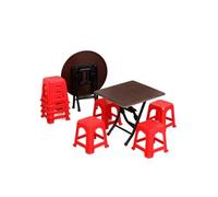 BABIBAOBEI 1/12 Doll House Foldable Dining Table Set with Red Chair Space Saving Miniature Furniture for Scene Landscape Doll House Stools and Tables Miniature Furniture Set