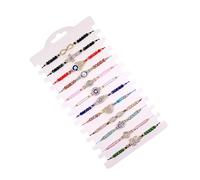 BABIBAOBEI 12 Retro Eye Beaded Bracelets Handmade Adjustable Wristbands Unique Protective Jewelry for All Evil Eyes Spiritual Pack