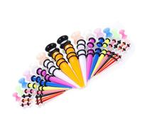 BABIBAOBEI 50 Pieces Body Jewelry Tapers Assorted Sizes Colorful Acrylic Ear Stretching Set Expansion Cones For Beginners Variety Sizes Stretching Kit
