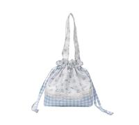 BABIBAOBEI Breathable Lace-Trimmed Shoulder Bag Checkered Nylon Design With Spacious Compartment & Quick Closure For Outings Compact Wear Resistant Top Handle Purse