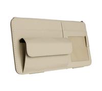 BABIBAOBEI Car Sunvisor Storage Pouches with Sunglasses Clip and Multiple Compartment for Cards Document Premium Leather Simple Clip on Car Document Organizers