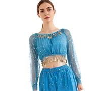 BABIBAOBEI Contemporary Stage Belly Dance Top with Reflective Sequins Creating Dynamic Light Effects for Enhancing Visibility Practice Top