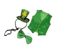 BABIBAOBEI Easy Wear Design Patricks Day Costume Set Feature Top Hats Headbands Bowtie Classical Outfit Holiday Gear for Various Ages Top Hats Headbands
