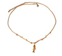 BABIBAOBEI Fish Shape Handwoven Colorful Rope Necklace Adjustable Length Jewelry Stainless Steel Pendant Sea Inspired Accessory Hand Braided Colorful Rope Necklace