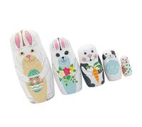 BABIBAOBEI Five Layer Rabbits Nesting Dolls Educational Russian Matryoshka Doll Toy for Children Room Decoration Birthday Gift Russian Matryoshka Doll