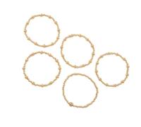 BABIBAOBEI Stackable Textured Metal Bracelets Set of 5 Adjustable Handmade Jewelry for Women Metal Beaded Bracelets for Women