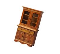 BABIBAOBEI Wood Bookcase for 1/12 Miniature Collection Kitchen Cabinet with Practical Storage Drawer Doll House Decoration Miniature Display Cabinet