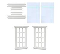 BABIBAOBEI Wooden Miniature Window Model Figure 2PCS 1/12 Scale Doll House Accessory Easy Assembly for Modern Scene Decors Doll Furniture