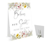 Babies Are Sweet Please Take A Treat Sign(8 x 11 Inch with Holder), Baby in Bloom Decorations, Wildflower Baby Shower Signs, Dessert Table Sign-BSLP13