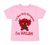 Babies Gorgeous & Welsh T-Shirt Cute Baby Welsh Pride Graphic Tee Soft Cotton Short Sleeve Infant Toddler Top Breathable Everyday Clothing Wales Baby Gift for Boys Girls Newborns Pink