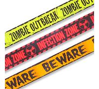 Babigo Halloween Caution Tape - Zombie Posters Pack, Beware Fright Tape Bundle for Party