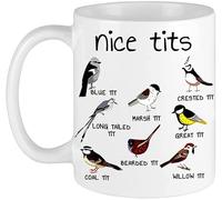 Babimarkeebei Funny Standard Tits Coffee Mug - Fowl Language Bird Watching Mug, Birthday Gift for Father & Friends, Novelty Gift for Women, Men - White, 11 Oz