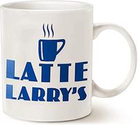 Babimarkeebei Latte Larry's Coffee Shop Coffee Mug - Funny Cute Graphic Ceramic Coffee Mug Coffee Mugs Tea Cup Fun Novelty Gift 11 oz Double Side Printed Funny White Tea Cup