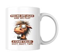 Babimarkeebei Me Off Again and We Play Duct Duct Tape Funny Coffee Mug 11oz, Sarcastic Threat Humor Novelty Mug, Double Sided Printed White Ceramic Cup for Edgy Friends