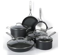 Babish 10 Piece Hard Anodized Laser Titanium Forever Non Stick Technology Durable Pots and Pans Cookware Set - Black