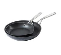 Babish 2 Piece 8 and 10 Inch Fry Pan Hard Anodized Laser Titanium Forever Non Stick Technology Durable Frying Pans Set - Black