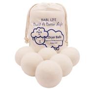BABL LIFE Wool Dryer Balls-Pack of 6,Premium Reusable New Zealand Natural Fabric Softener,Saves Drying Time, Handmade-Upgraded Version(Made of The Latest Shearing)-2.6 Inch