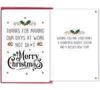 Bablira Funny Christmas Card for Boss Coworker, Humorous Office Holiday Greeting, Xmas Work Joke Card for Office Business, Thanks for Making Work Not Sh*t