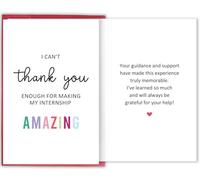 Bablira Internship Thank You Card, Placement Appreciation Card for Mentor, Supervisor, Teacher, Work Experience Thank You Note