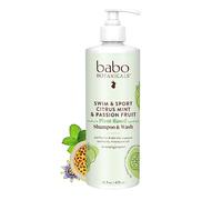 Babo Botanicals Purifying Swim & Sport 2-in-1 Shampoo & Wash - with Passion Fruit Oil, Organic Aloe & Green Tea - for Babies, Kids or Extra Sensitive Skin - Light Citrus Mint Fragrance, 16 Ounce