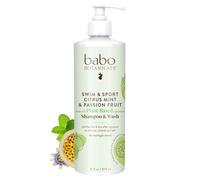 Babo Botanicals Purifying Swim & Sport 2-in-1 Shampoo & Wash - with Passion Fruit Oil, Organic Aloe & Green Tea - for Babies, Kids or Extra Sensitive Skin - Light Citrus Mint Fragrance, 16 Ounce