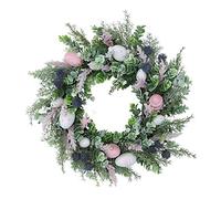 Babody 50CM Easter Wreath, Seasonal Wreath with Multi Colored Pastel Eggs, Farmhouse Wreath for Front Door Wall Decor Spring Summer Festival Ornaments