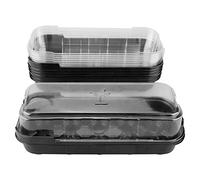 Babody 6 Pack Seed Starter Tray, Mini Sturdy Windowsill Trays with Cover Dome, Greenhouse Grow Trays Mini Propagator for Seeds Growing Starting (10 Cells per Tray)