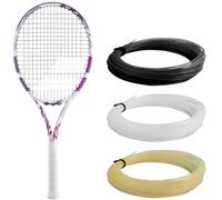 Babolat Evo Aero Tennis Racquet (Pink) (4 1/4" Grip) - Strung with 16g White Syn Gut at Mid-Range Tension