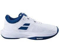 Babolat Men's, SFX 4 AC M Tennis Shoes, Size 42.5, White/Dark Blue, Superior Comfort, Wide Fit, Optimal Support, Extra Cush Technology, Lightweight and Ventilated Upper Thick Ortholite Sole, 8.5 UK
