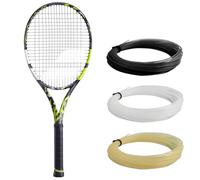 Babolat Pure Aero + Tennis Racquet (7th Gen) - Strung with 16g White Babolat Syn Gut at Mid-Range Tension