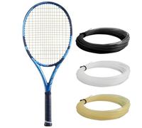 Babolat Pure Drive 107 Tennis Racquet - Strung w Babolat Syn Gut, Black, 16g - Mid-Range Tension (4 5/8" Grip)