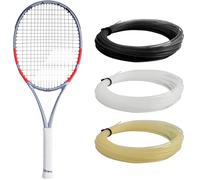 Babolat Pure Strike 100 16x19 4th Gen Tennis Racquet, Carbon Grey - Strung with 16g White Syn Gut at Mid Range Tension (4 3/8" Grip)