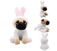 BABOLI Pug Stuffed Animals with Adorable Bunny Costumes, Super Cute Stuffed Animals for Easter Day Gifts or Kids Birthday Party Supplies, 10 Inches