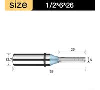 babominimer 1/2 Shank 3 Flute Carbide Straight Router Bit for for Milling for for Cutter, TCT Trimming Slot Tool with Horizontal Blades for for Smooth Cutting, Slotting, Grooving,(6x26)