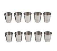 babominimer 10 Pack 30ml Stainless Steel Shot Cups, Stackable 304 Metal Drinking Tumblers for Whisky Vodka Tequila, Small Travel Camping Barware Set Silver