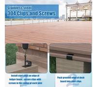 babominimer 100PCS Starter Clips for for Composite Decking, 316 Stainless Steel Black Deck Fasteners with Screws, Long Lasting -Resistant Decking Hardware for for Easy